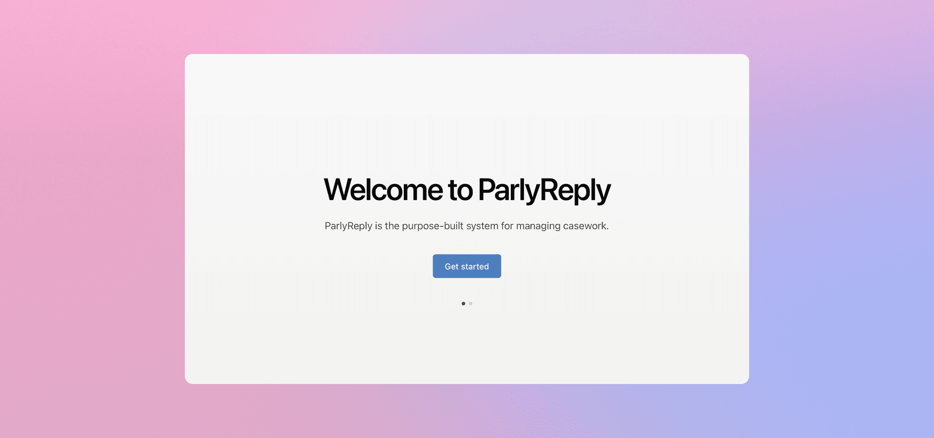 Welcome screen for first-time users in ParlyReply